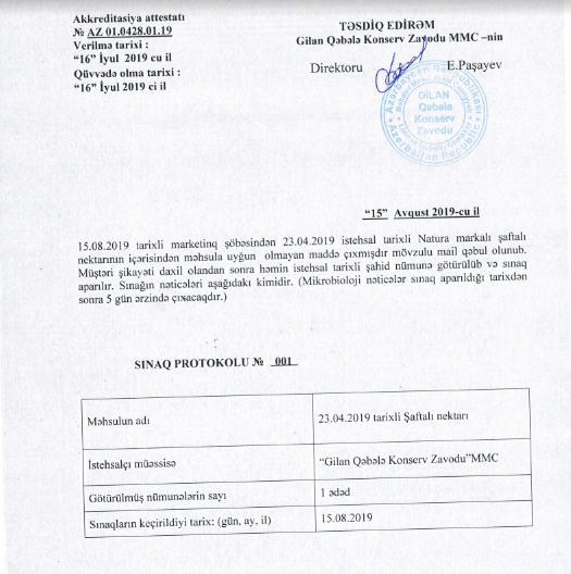 "Gilan Holding" "Natura" şirəsi ilə bağlı rəsmi açıqlama yaydı