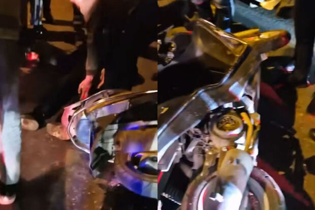 Bakı-Sumqayıt yolunda motosiklet avtomobilə çırpıldı: Ölən var - VİDEO