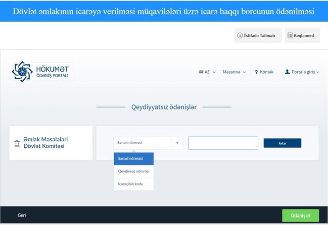 Azərbaycanda İLK: İcarə haqqını internetlə ödəmək mümkün oldu