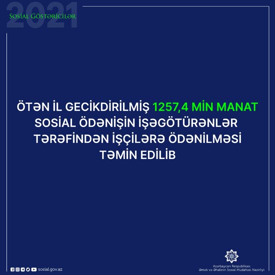 Ötən il gecikdirilmiş sosial ödənişlər işçilərə ödənilib