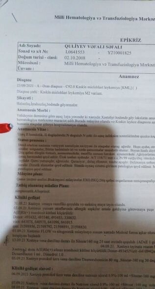 14 yaşlı məktəbli kəskin leykozdan əziyyət çəkir - FOTO