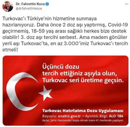 Türk vaksini "TURKOVAC" gəlir - Nazirdən ŞAD XƏBƏR