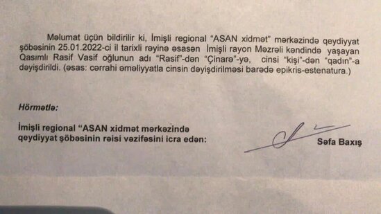 İmişlidə qəribə olay - Cinsini və adını dəyişən kənd sakini kimdir?