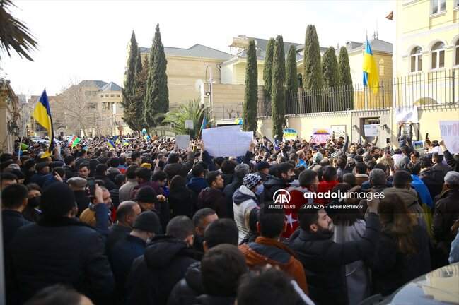 Azərbaycan xalqından Ukraynaya dəstək aksiyası - FOTO-VİDEO