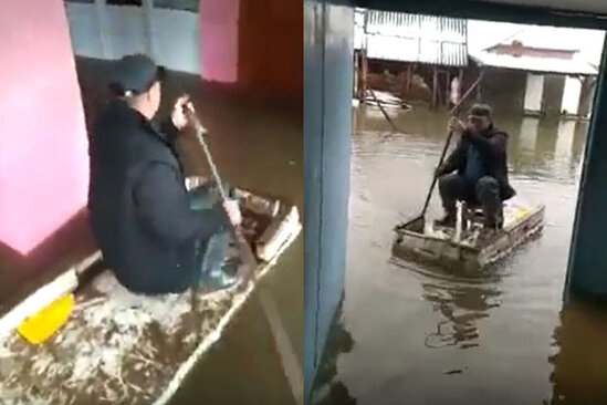 Lənkəran sakinindən İRONİK TƏBRİK: Bayramlaşmağa üzə-üzə getdi - VİDEO