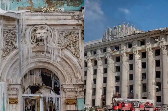 Xarkovun tarixi görkəmi ilə məşhur mərkəzi küçəsində son vəziyyət - VİDEO