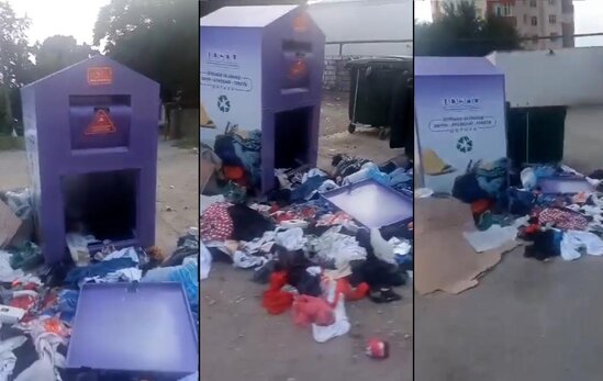 Bakıda tullantıların toplandığı qutu sındırıldı - VİDEO