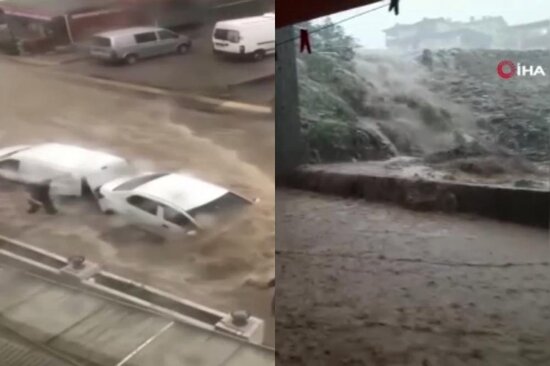 Yağış suları Ankaranı yudu: Avtomobillər sel sularının altında qaldı – VİDEO