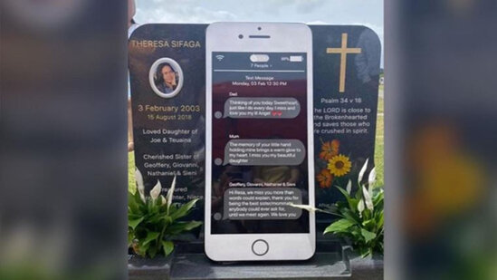 15 yaşında intihar edən qıza "İPhone" şəklində məzar daşı düzəltdilər - VİDEO