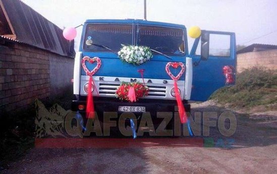 Azərbaycanda "KAMAZ"la gəlin gətirdilər - FOTO