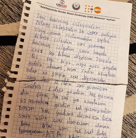 "Niyə anamı, məni atıb getdin?"- Sığınacaqda yaşayan 13 yaşlı qızın atasına məktubu - FOTO
