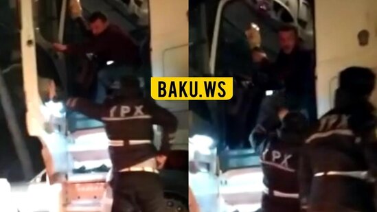 Bakıda qalmaqallı görüntülər - sürücünün "ayağı" polisin əlində qaldı - VİDEO