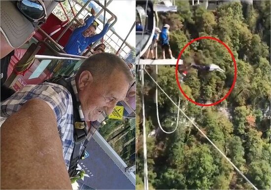 90 yaşlı ekstrim həvəskarı dünyanın ən hündür "bungee jumping"indən tullanıb – VİDEO