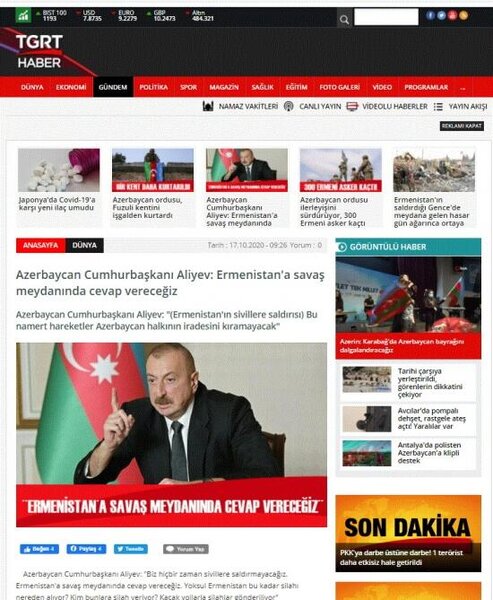Türkiyə KİV-ləri Prezident İlham Əliyevin xalqa müraciətini geniş işıqlandırdı