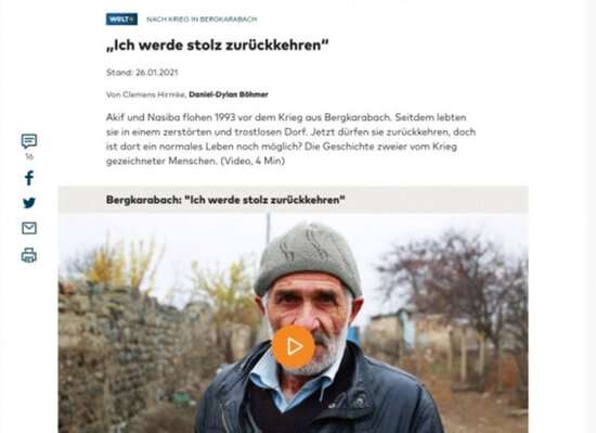 Alman portalında ermənilər tərəfindən dağıdılmış kəndlər haqqında videoreportaj yayımlanıb