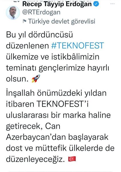 Ərdoğan: "Gələn il TEKNOFEST-i Can Azərbaycanda təşkil edəcəyik" - FOTO