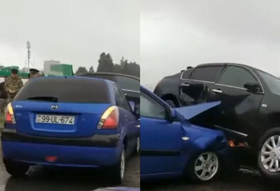 Bakıda yağışlı hava şəraiti yol qəzasına səbəb oldu - VİDEO