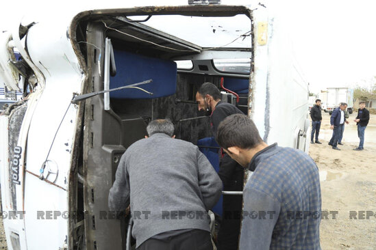 İçi sərnişin dolu avtobus aşdı, yaralılar var - FOTO