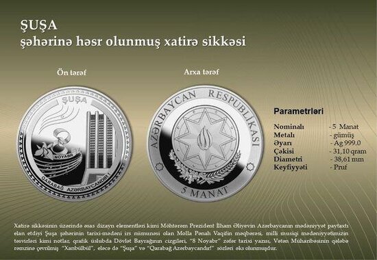 500 manatlıq xatirə pul nişanları dövriyyəyə buraxıldı - Fotolar