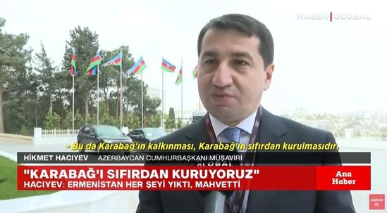 Hikmət Hacıyev "Haber Global"a danışdı: "Zəngəzur dəhlizinin qurulması istiqamətində işlər aparılır" - VİDEO