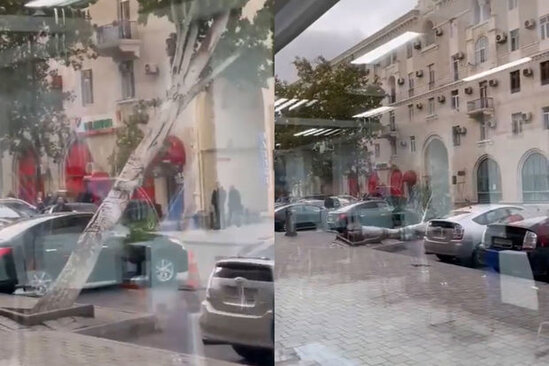 Sürücünün cəld reaksiyası avtomobili ağacın altında qalmaqdan xilas etdi - VİDEO