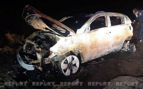 Sabirabadda kişi avtomobilin içində yanaraq öldü - FOTO