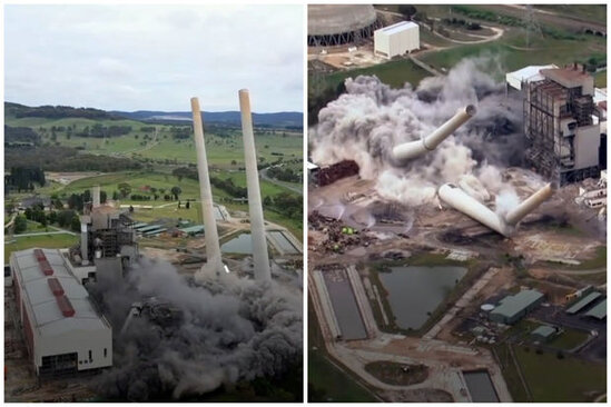 Avstraliyada 175 metrlik elektrostansiya partladıldı - VİDEO