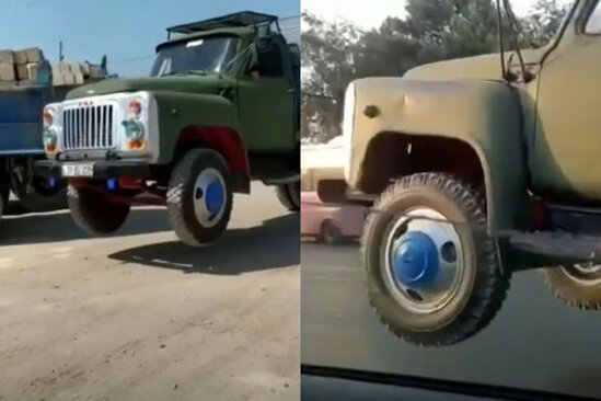 Sumqayıtda avtoxuliqanlıq: Atasının QAZ-53-ünü "ikitəkər" qaldırdı - FOTO/VİDEO