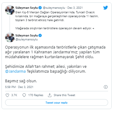 Türkiyədə terrorçularla atışma: Jandarm əməkdaşı həlak olub - FOTO