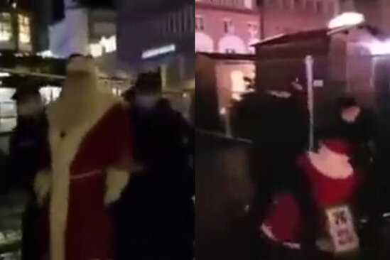 Koronavirus qadağalarına etiraz edən Santa-Klaus həbs edildi - VİDEO