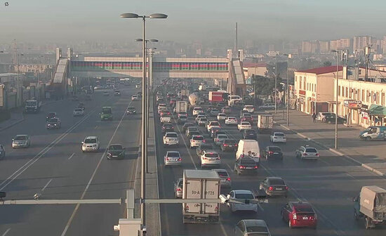 Bakıda böyük tıxac - Avtobuslar gecikir - FOTO