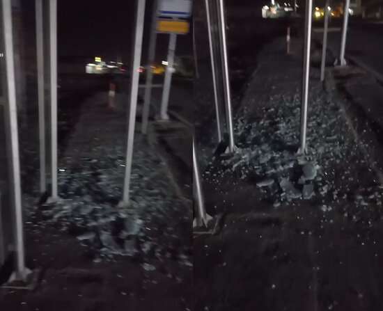 Bakıda avtobus dayanacağının şüşəsini sındırdılar - VİDEO