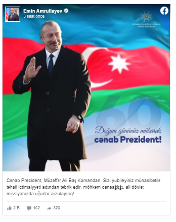 Emin Əmrullayev İlham Əliyevi təbrik etdi - FOTO