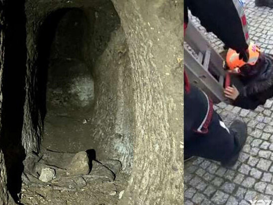 Tarixi ərazidə gəzərkən yer yarıldı: Boşluğa baxanda ŞOKA DÜŞDÜLƏR - VİDEO