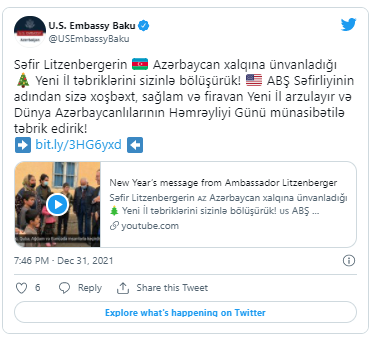 ABŞ səfiri Azərbaycan xalqını təbrik edib - FOTO