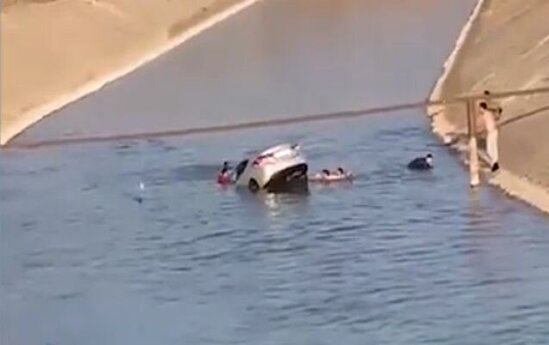 Azərbaycanda kanala düşən direktorla qızı belə xilas edildi - VİDEO