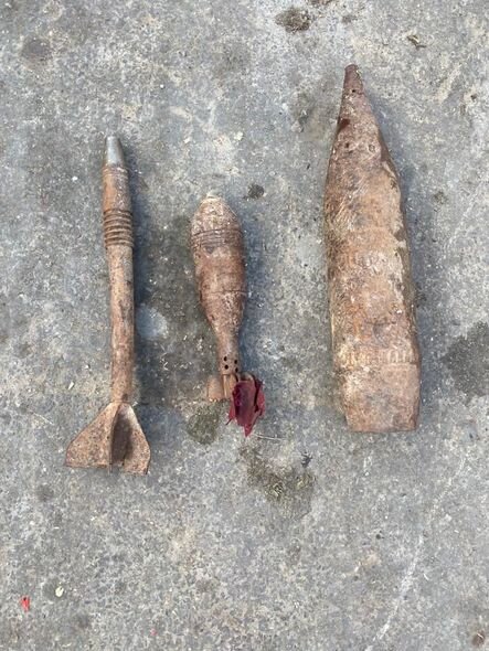 Xırdalanda artilleriya mərmisi tapıldı - FOTO/VİDEO