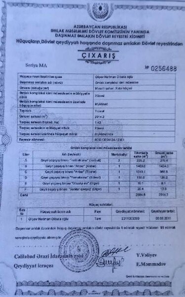 Sabiq deputatın mülklərinin siyahısı yayıldı