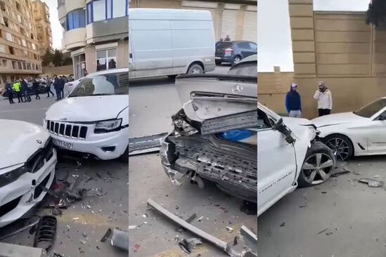 Bakıda beş avtomobilin iştirakı ilə zəncirvari qəza - VİDEO