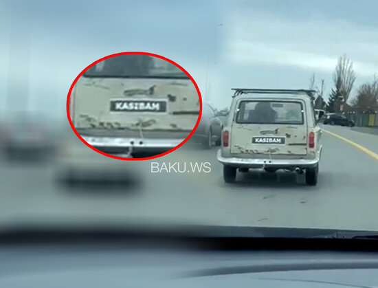 Bakıda hamının diqqətini cəlb edən maşın - "Kasıbam" - VİDEO