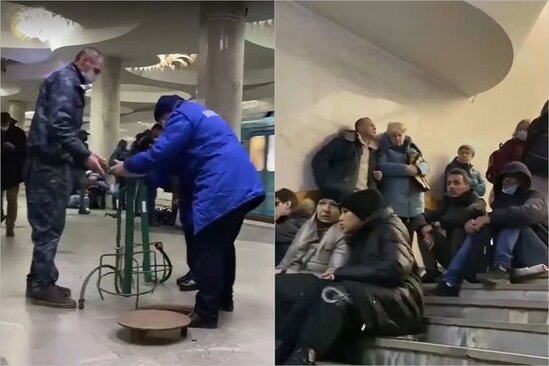 Ukraynada metro stansiyalarında su qurğuları quraşdırılır - VİDEO