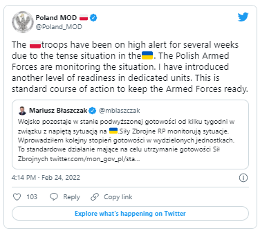 Polşa qoşunları yüksək döyüş hazırlığı vəziyyətinə gətirilib - FOTO