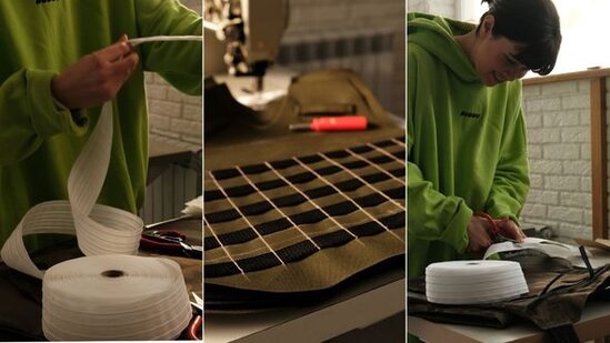 Ukraynalı estrada ulduzu gülləkeçirməz zirehli gödəkcələrin tikişi ilə məşğul olur - FOTO