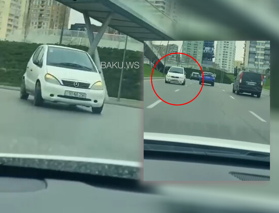 Bakıda QƏRİBƏ HADİSƏ - Sürücü avtomobilini "arxa-arxaya" sürdü - VİDEO