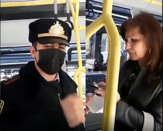 Bakıda polislə sərnişinlər mübahisə etdi - VİDEO