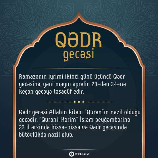 Bu gecə ehtimal edilən üçüncü Qədr gecəsidir - FOTO