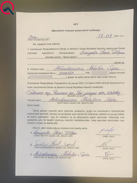 "Evimi sökdülər" deyən şəhid anasına bu tarixdə mənzil verilib - Sənəd