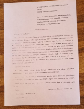 Şəhid bacısı ədliyyə nazirinə və 7 saylı Cəzaçəkmə Müəssisəsinin rəhbərliyinə təşəkkür etdi - FOTO