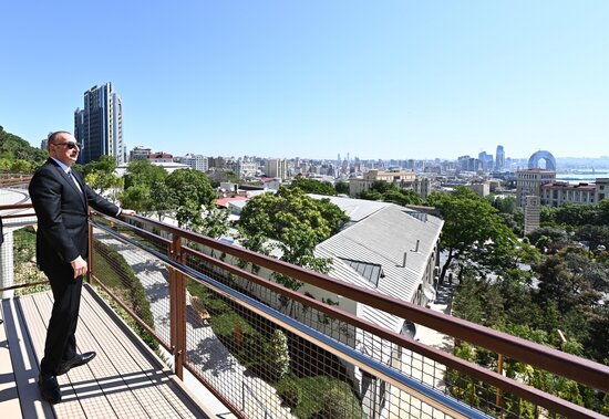 Prezident Bakıda yeni salınmış parkda - FOTOLAR