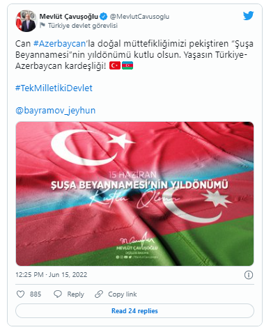 Çavuşoğlu Azərbaycan xalqını təbrik edib - FOTO